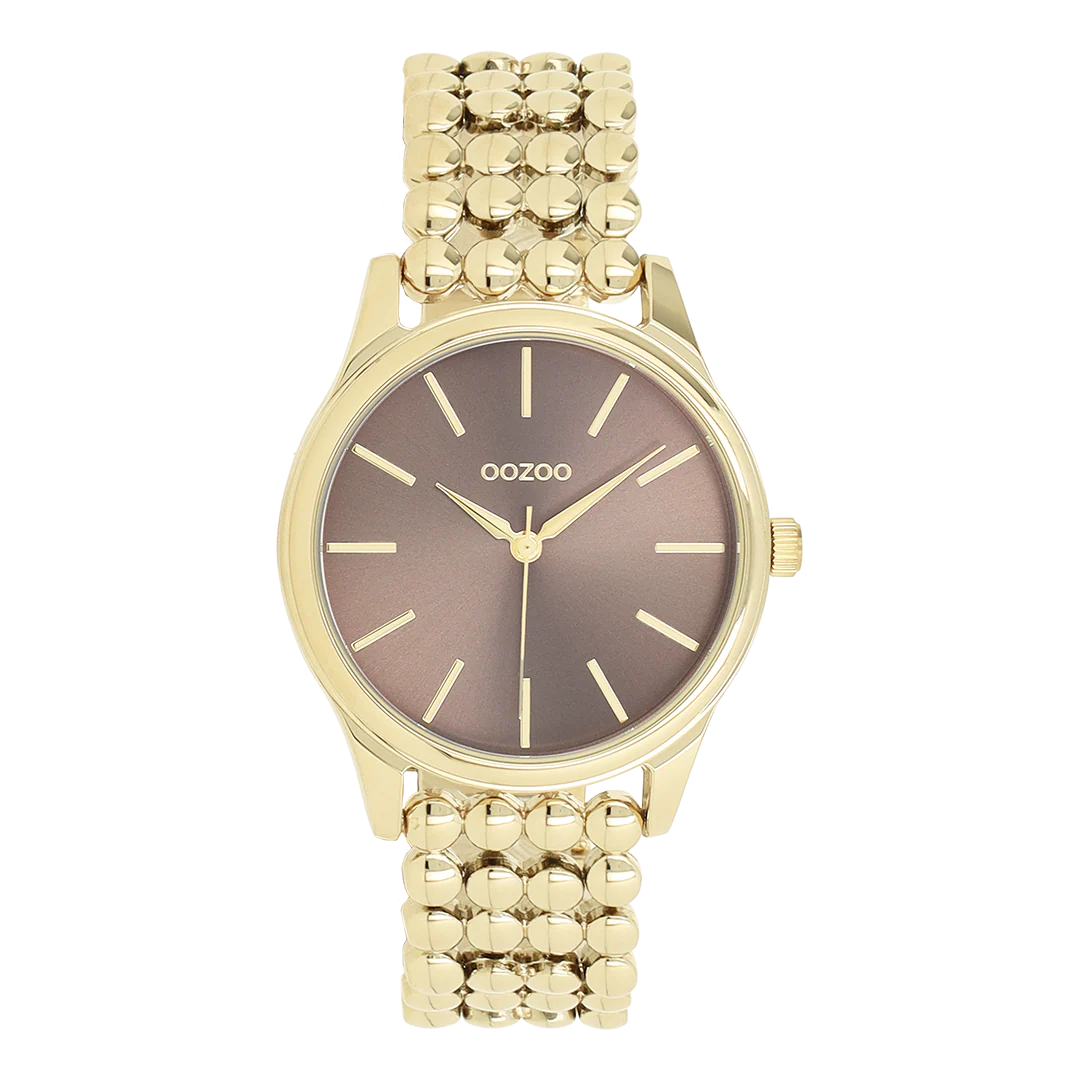 Goudkleurige OOZOO horloge met bolletjes schakelarmband - C11673