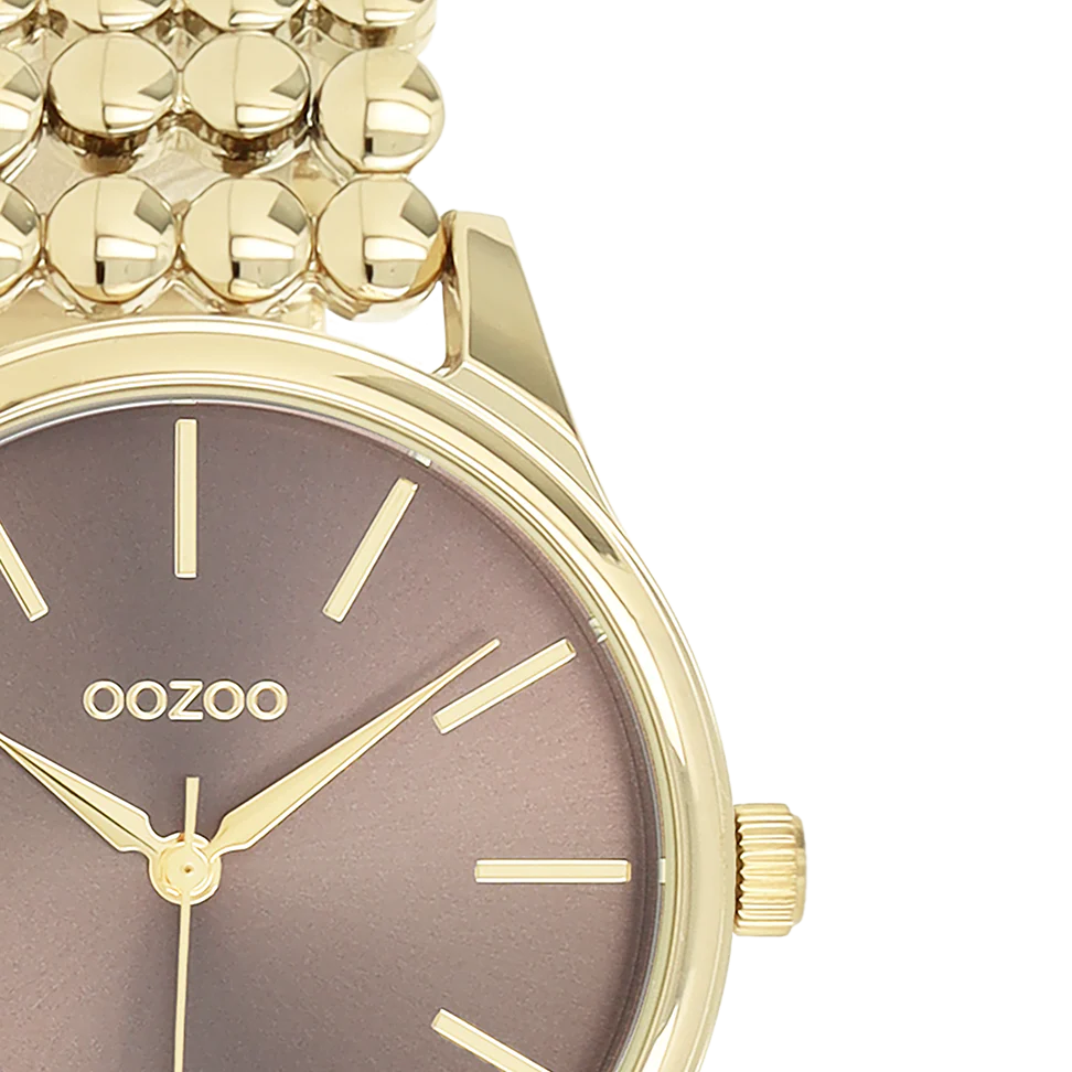 Goudkleurige OOZOO horloge met bolletjes schakelarmband - C11673