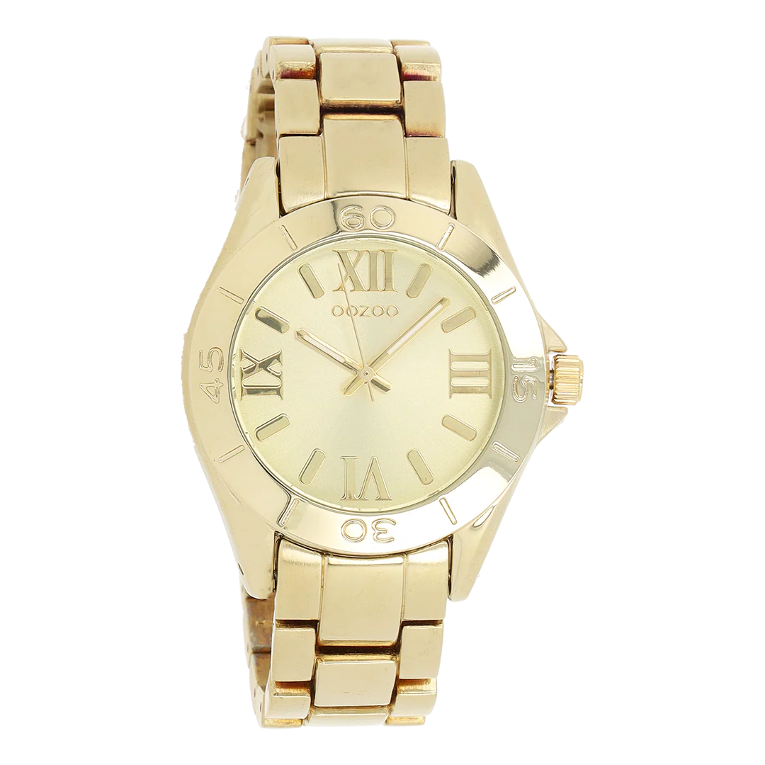 Goudkleurige OOZOO horloge met champagne roestvrijstalen armband - C5707