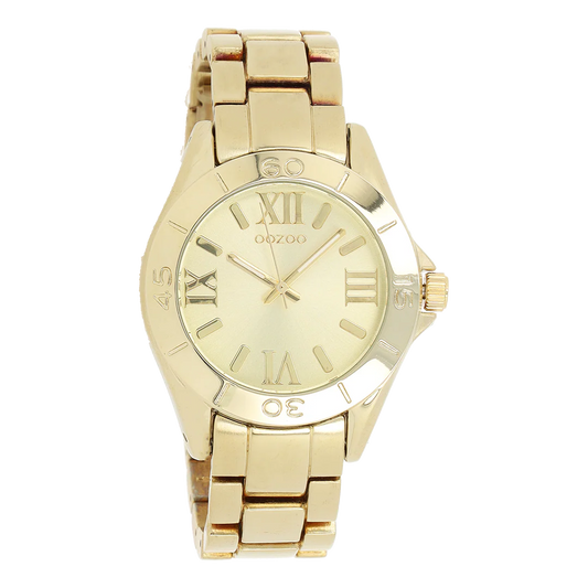 Goudkleurige OOZOO horloge met champagne roestvrijstalen armband - C5707