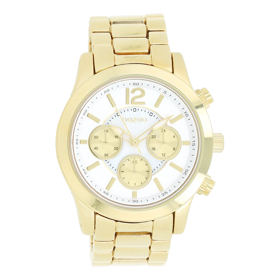 Goudkleurige OOZOO horloge met roestvrijstalen armband - C8412