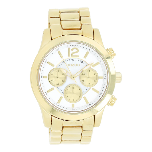 Goudkleurige OOZOO horloge met roestvrijstalen armband - C8412