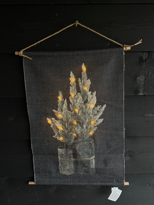 Wanddoek Stoer Sober met verlichting Boom