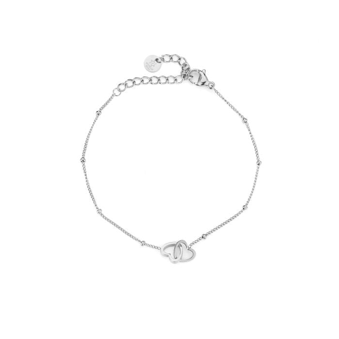 Armband dubbel hartje zilver
