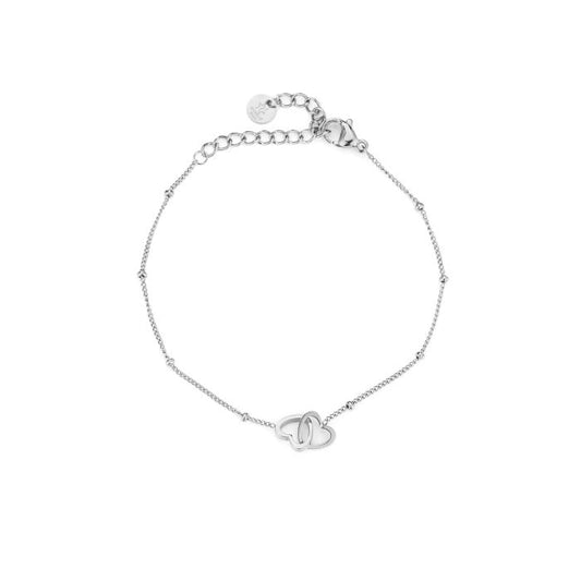 Armband dubbel hartje zilver