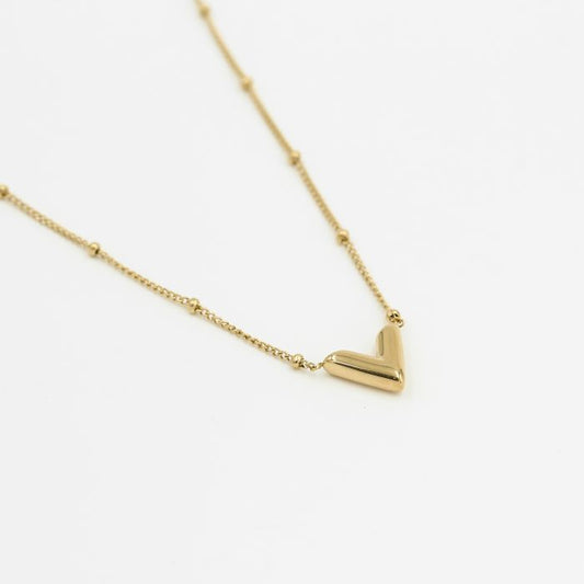 V Ketting met balletjes chain goud