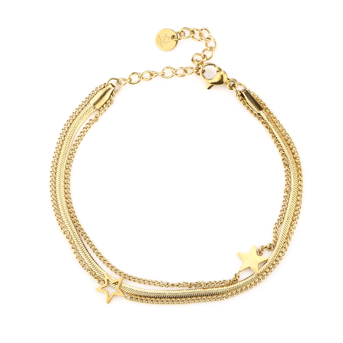 Three layers stars armband goud