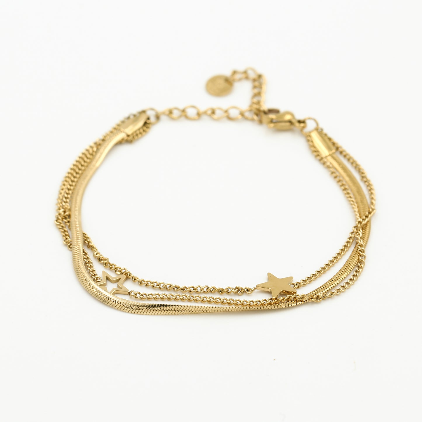 Three layers stars armband goud