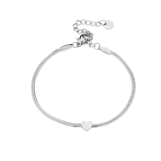 Armband plat met hart zilver