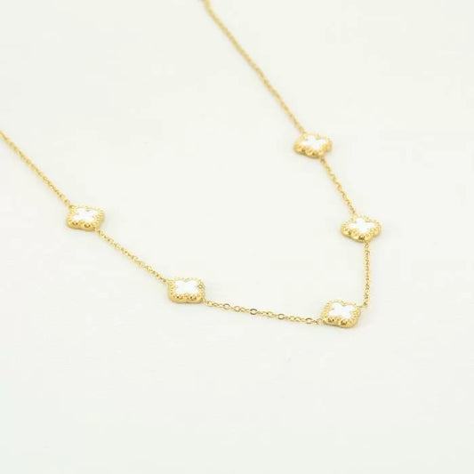 Ketting klaver white/gold