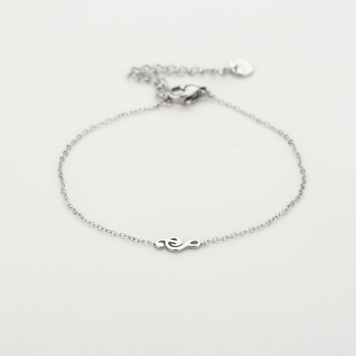 Music note armband zilver