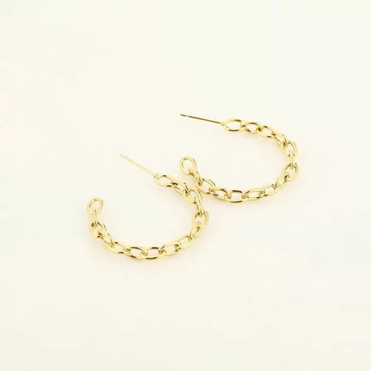 Schakel hoop oorbellen goud