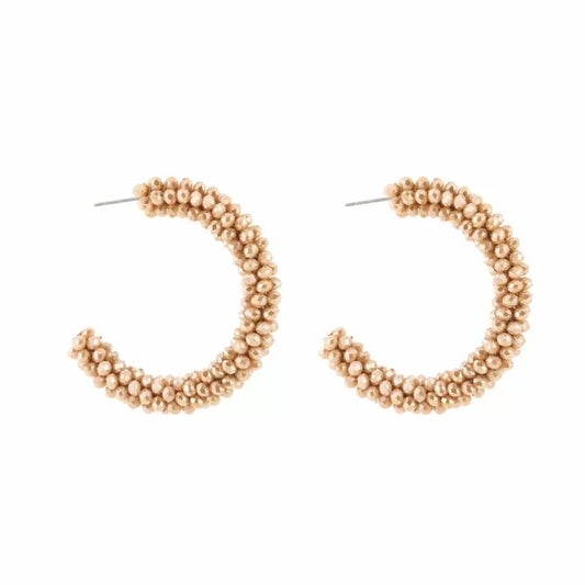 Strass oorbellen beige