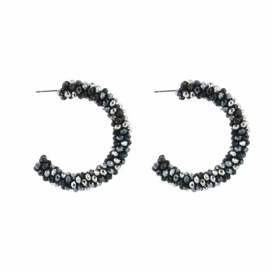 Strass oorbellen black mix