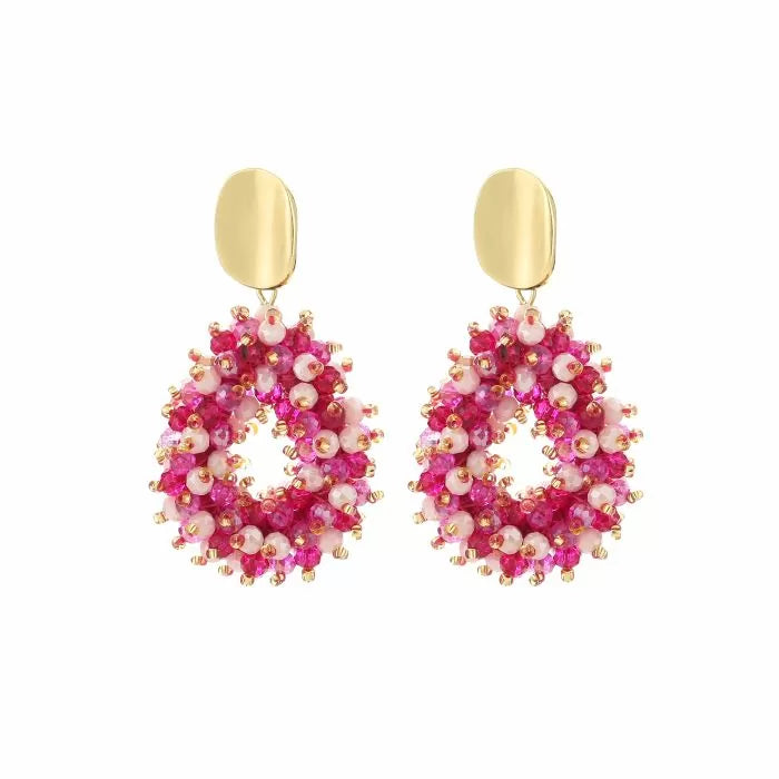 Statement oorbellen fushia mix