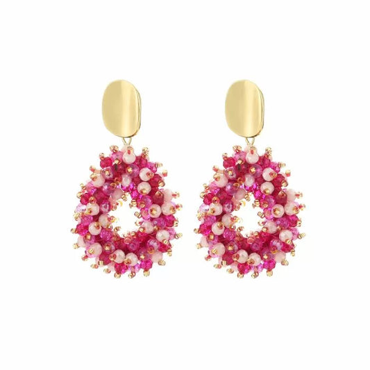 Statement oorbellen fushia mix