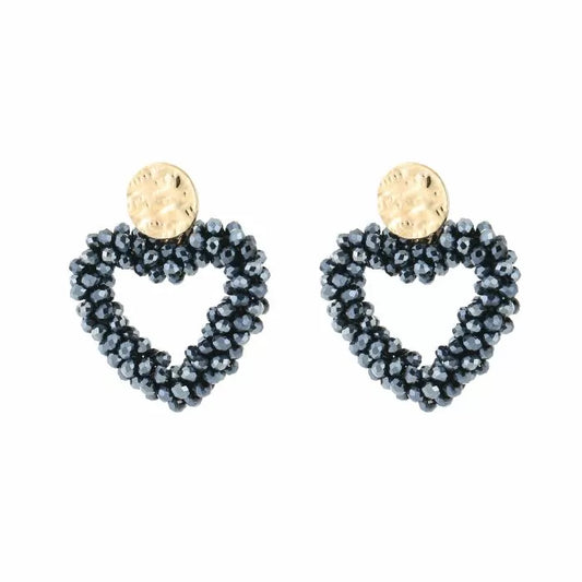 Strass oorbellen | kralen oorbellen hart LOVE