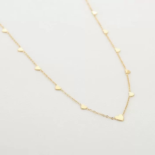Multi hartjes ketting goud