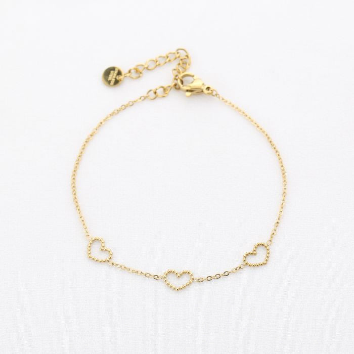 3 Subtiele hartjes armband goud