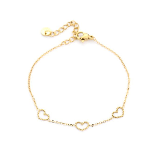 3 Subtiele hartjes armband goud