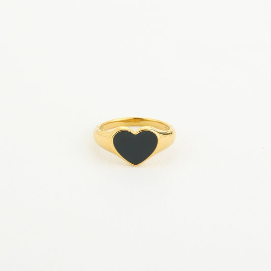 Black heart ring goud