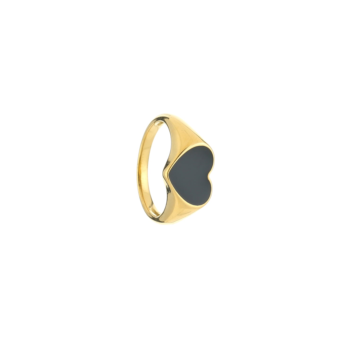 Black heart ring goud