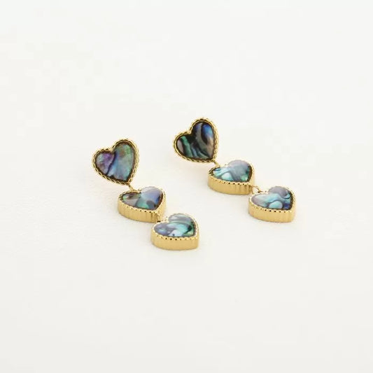 Triple heart oorbellen multi color