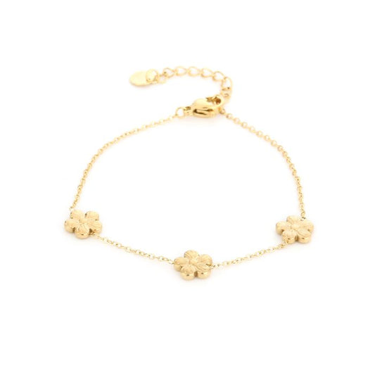 Bloemen armbandje goud