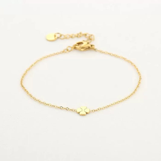 Klavertje armband goud