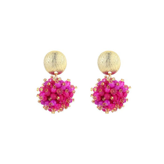 Fushia oorbellen goud