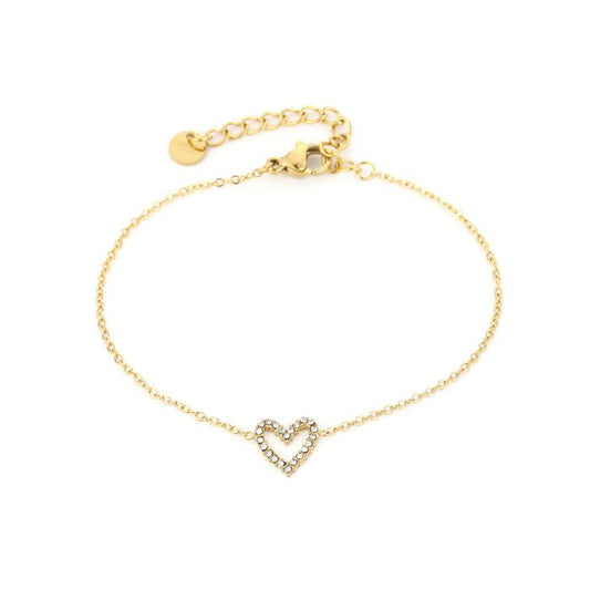 Zirkonia hartje armband goud