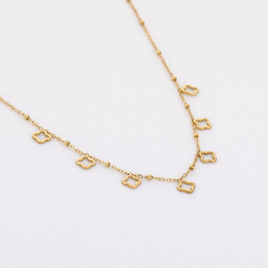 Klavertjes ketting minimal Goud