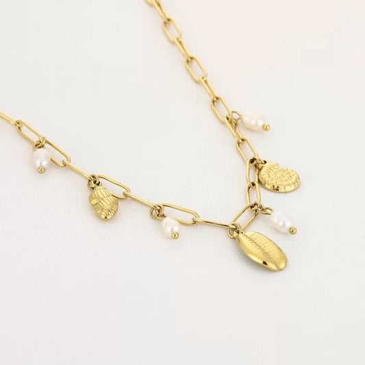Bedels ketting charms beach goud