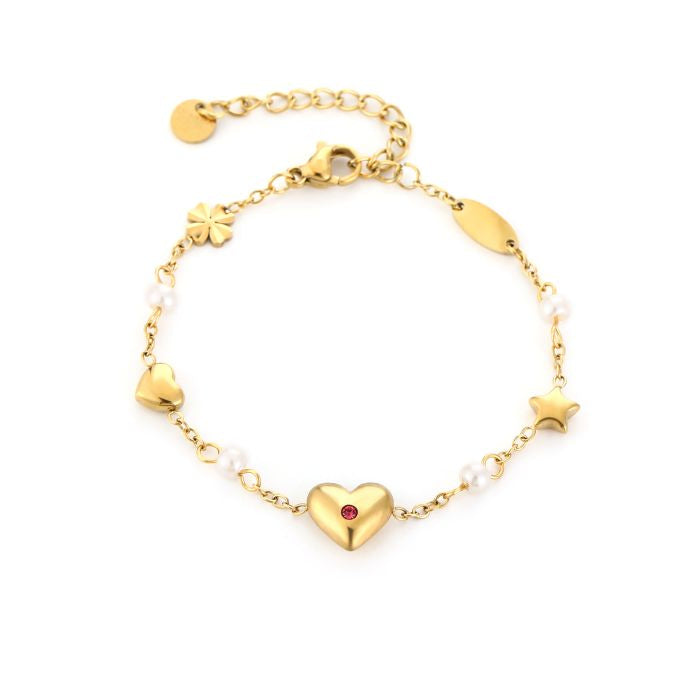 Bol hartjes armbandje goud