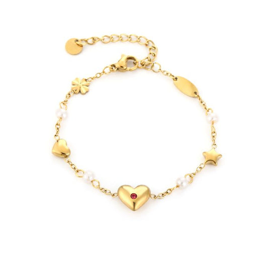 Bol hartjes armbandje goud