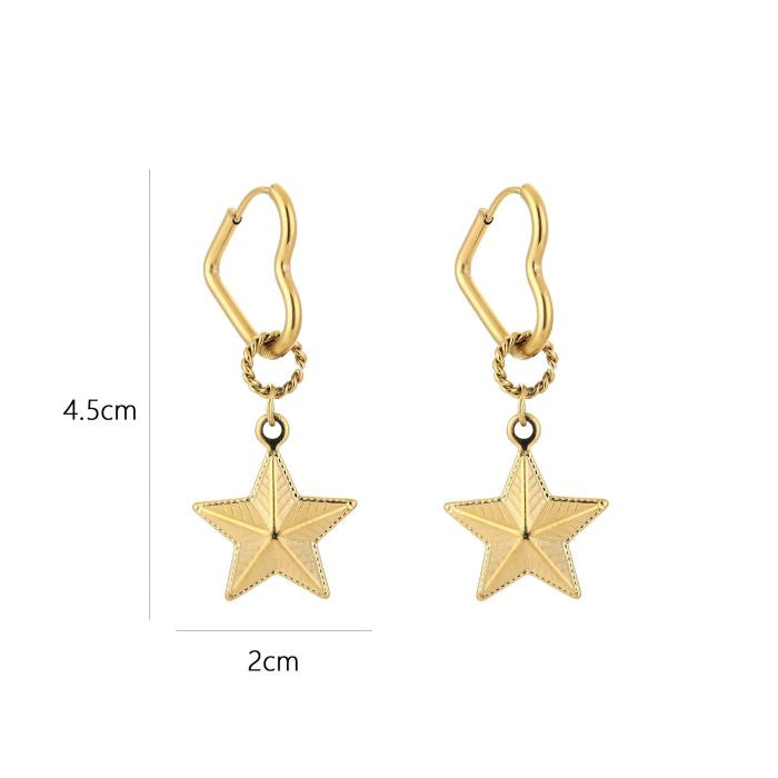 Ster en hart oorbellen goud