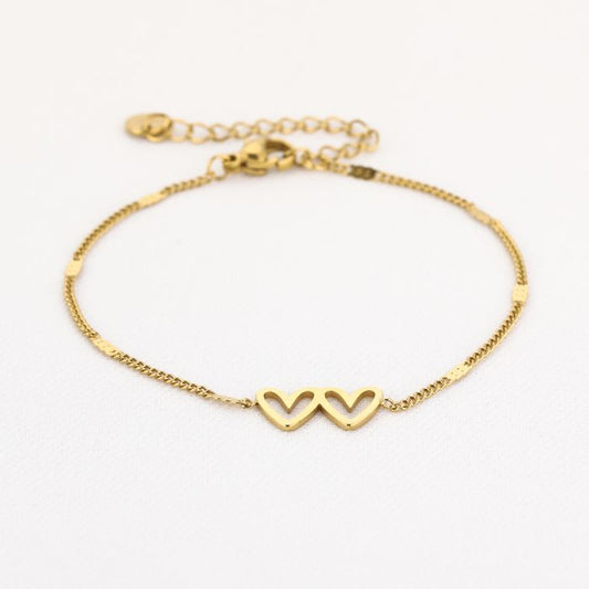 Hartjes armband goud