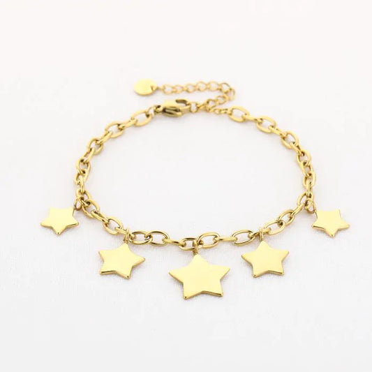 Sterren schakelarmband goud