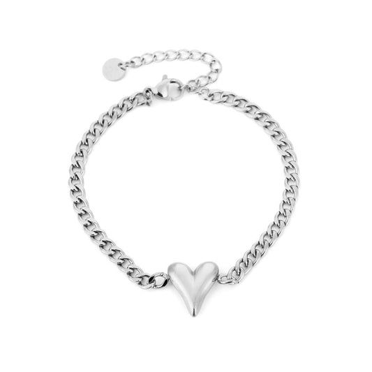 Schakelarmbandje hart zilver