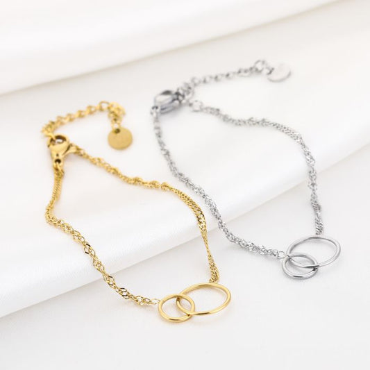Basic armbandje 2-cirkels zilver/goud