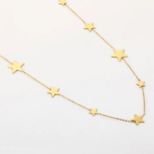 Lange ketting 75cm met sterren goud