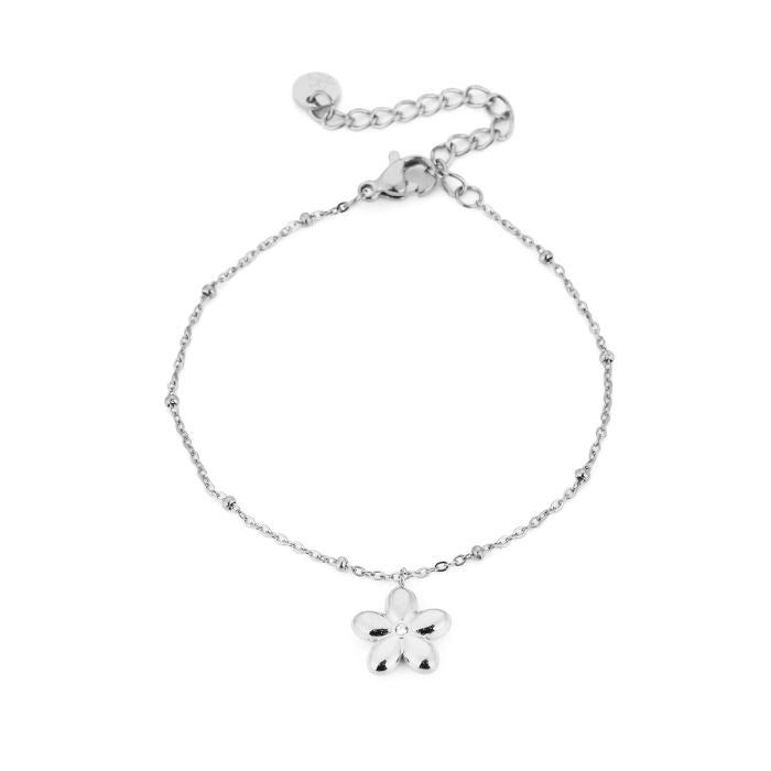 Bloem armbandje zilver