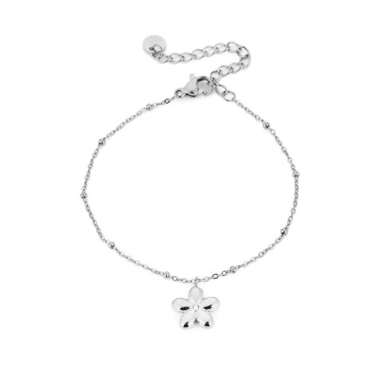 Bloem armbandje zilver