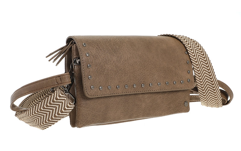 Dark camel schoudertasje San Martin