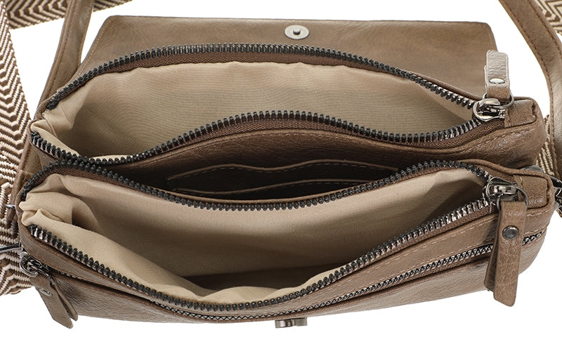 Dark camel schoudertasje San Martin