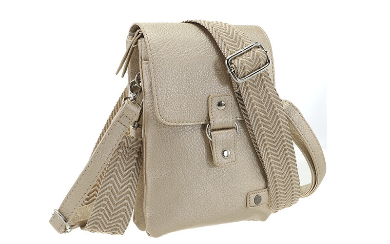 Champagne telefoon- en schoudertasje Keith