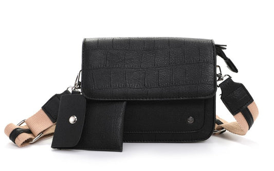 Black croco schoudertasje Samos