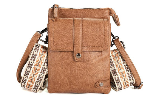 Camel telefoon- en schoudertasje Tyler