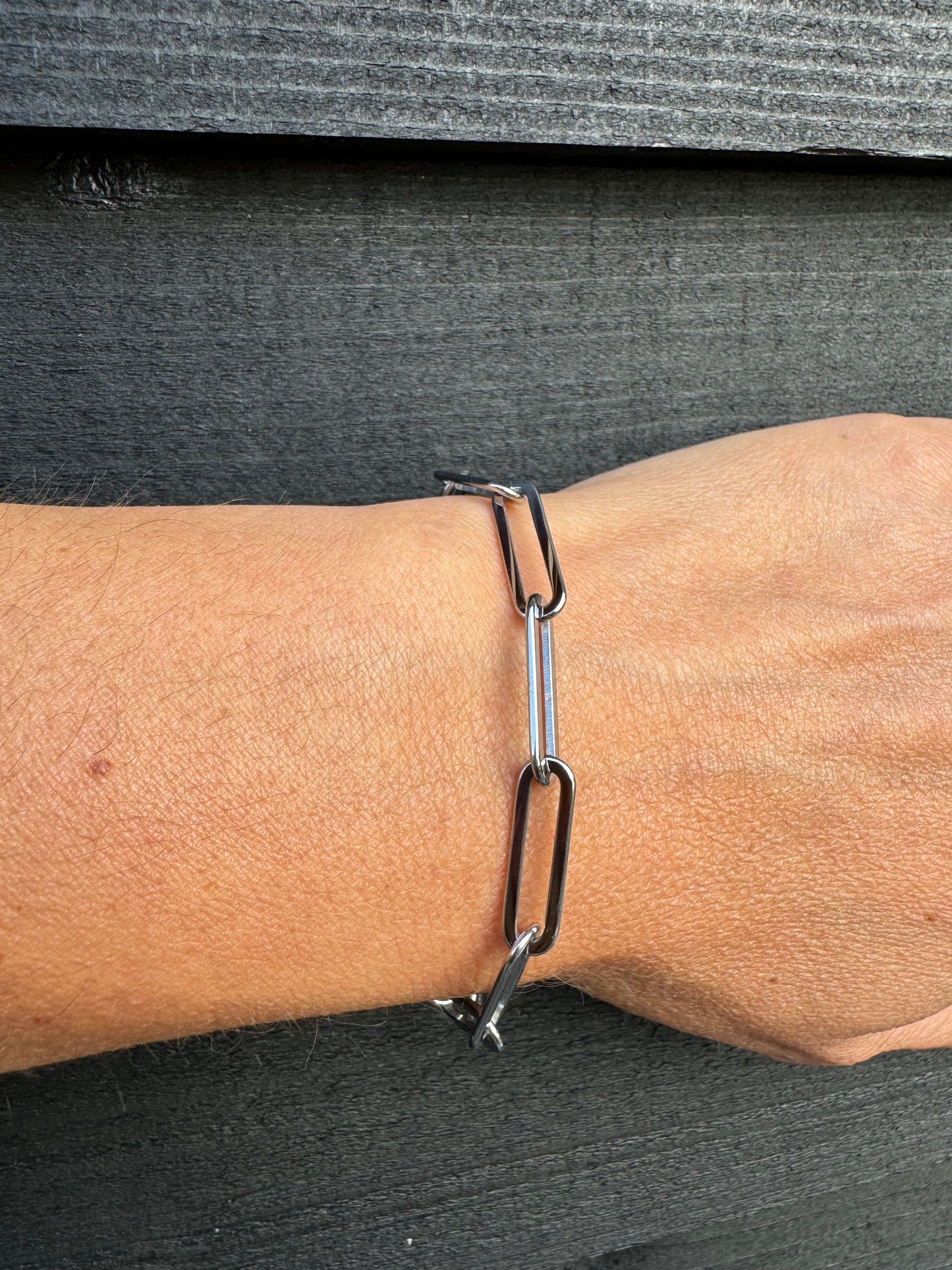 Grove Schakel armband zilver