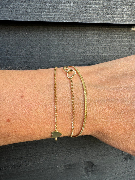 Trio Heart armband goud